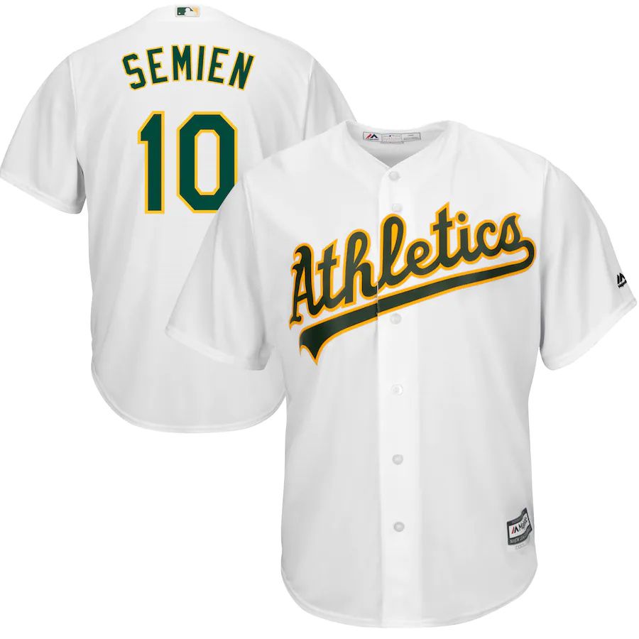 Mens Oakland Athletics #10 Marcus Semien Majestic White Cool Base Player MLB Jerseys